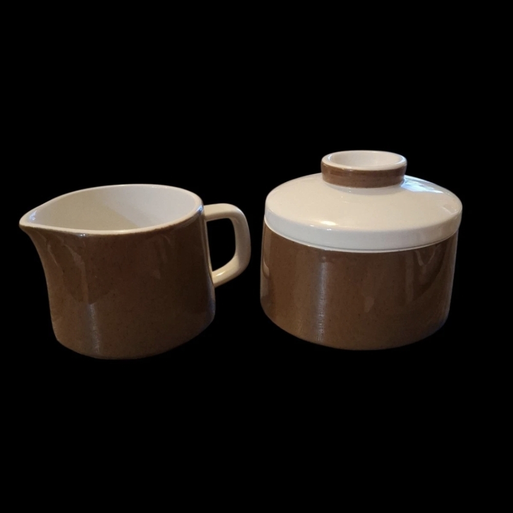 Vintage Mikasa Mediterrania Expresso Brown Creamer And Sugar Set